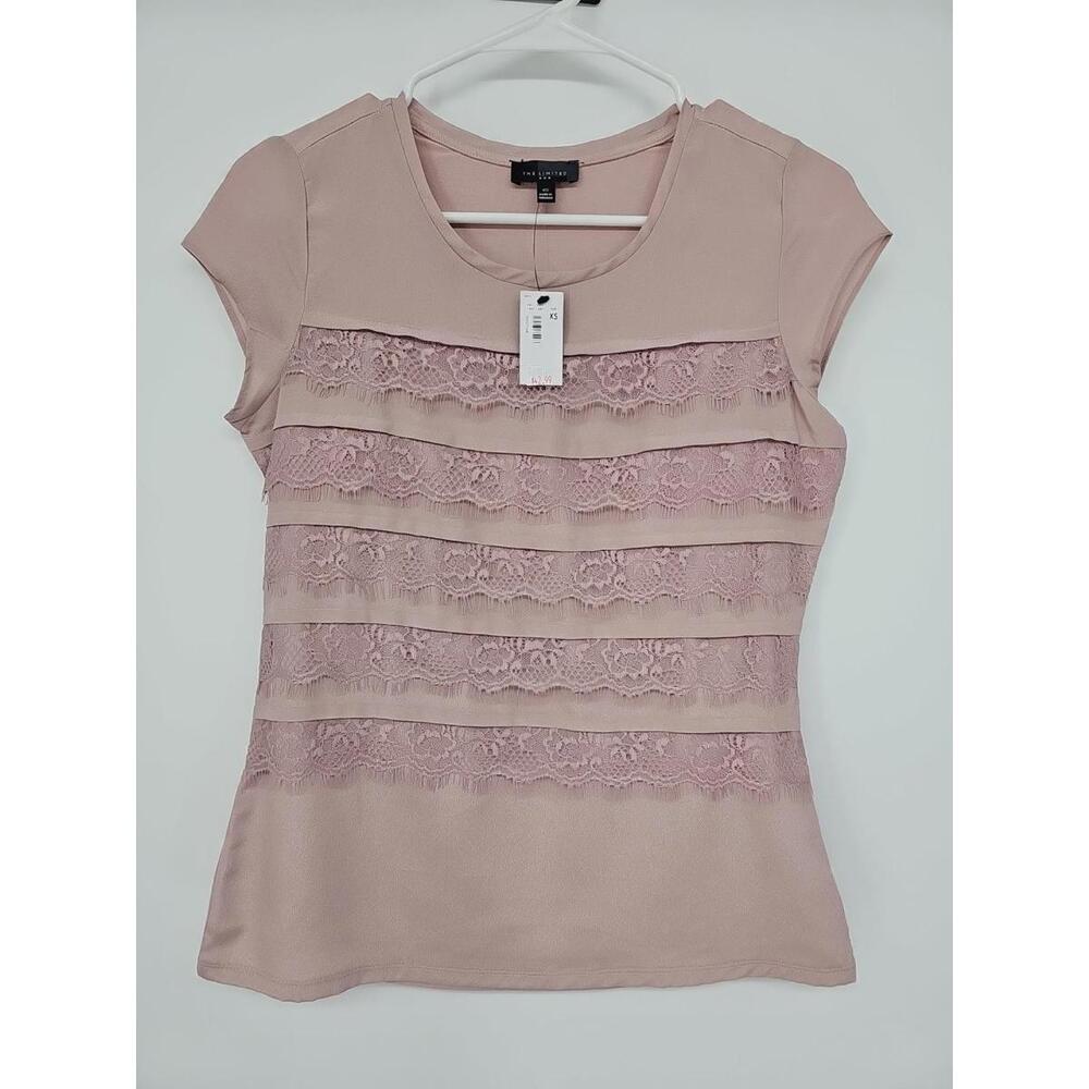 The‎ Limited Women's Top XS Pink Lace Ruffles Short Sleeves NWT